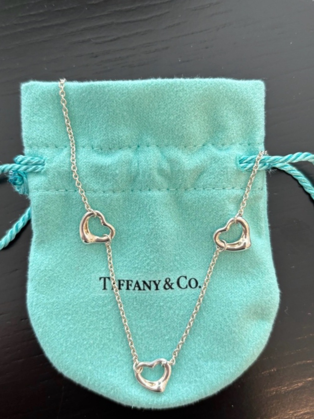 Tiffany & Co. Three Open Heart Sterling Necklace in Silver